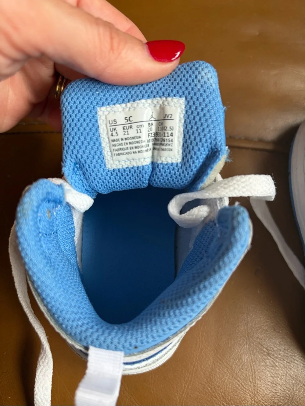 Jordan Kids' White and Light Blue High-Top Sneakers